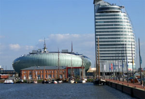 De Noord-Duitse havenstad Bremerhaven met verschillende interessante bezienswaardigheden.
